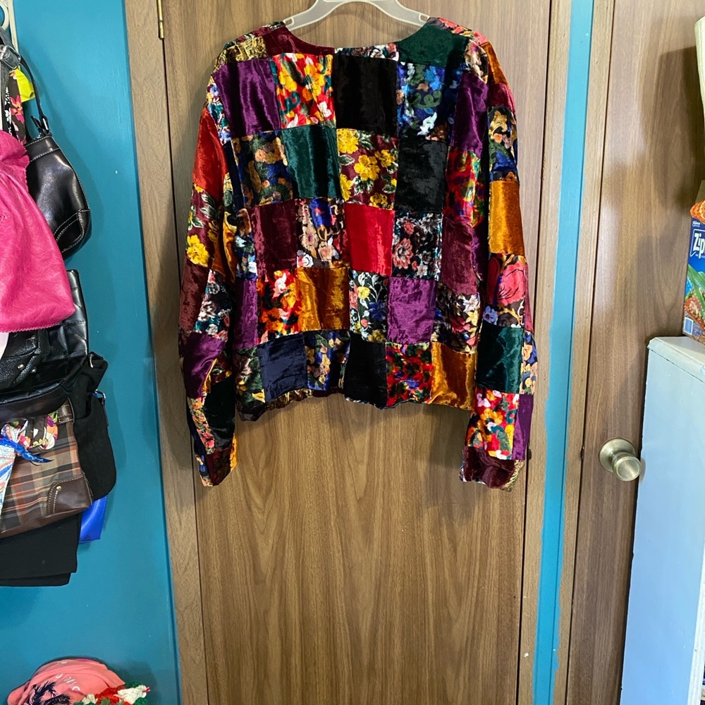 Colorful Patchwork Velvet Jacket VINTAGE EUC - Picture 6 of 9